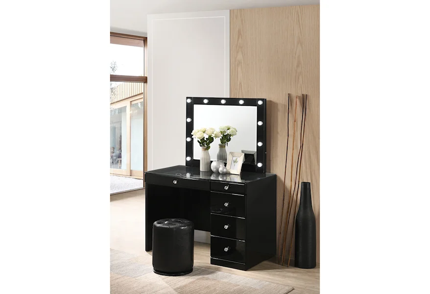Avery  Vanity and Mirror with Stool by Crown Mark at A1 Furniture & Mattress