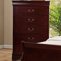 5 Drawer Chest with Metal Bail  Handles and Bracket Feet