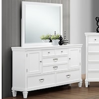 Dresser with 5 Drawers and 2 Doors and Mirror Set