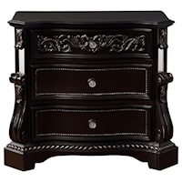 Traditional Three Drawer Night Stand with Mirror Accenting