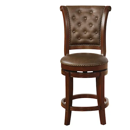 Traditional Swivel Counter Height Bar Stool with Button Tufting