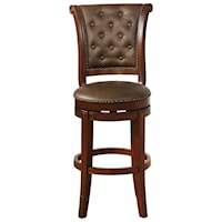 Traditional Swivel Bar Stool with Button Tufting