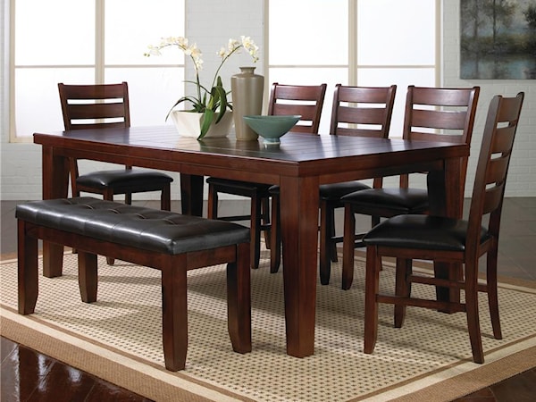 7 Piece Table Set w/ 5 Chairs & 1 Bench