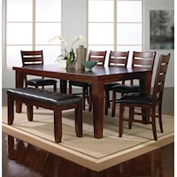 7 Piece Dining Table Set w/ 5 Chairs & 1 Bench