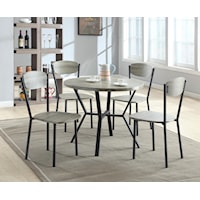 5 Piece Dining Set with Round Table in Gray Wood Finish