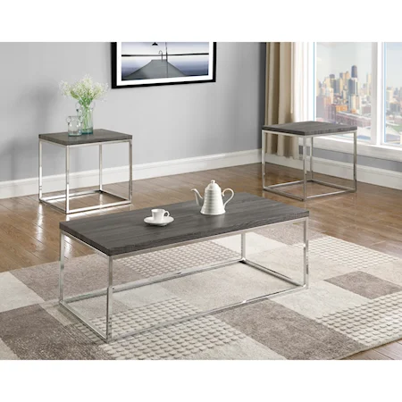 Contemporary Occasional Table Group with Metal Legs