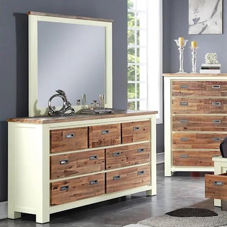 Two-Toned Dresser and Mirror Set