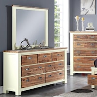 Two-Toned Dresser and Mirror Set