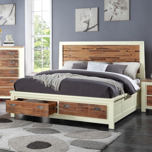 Queen Bed with Footboard Storage Drawers