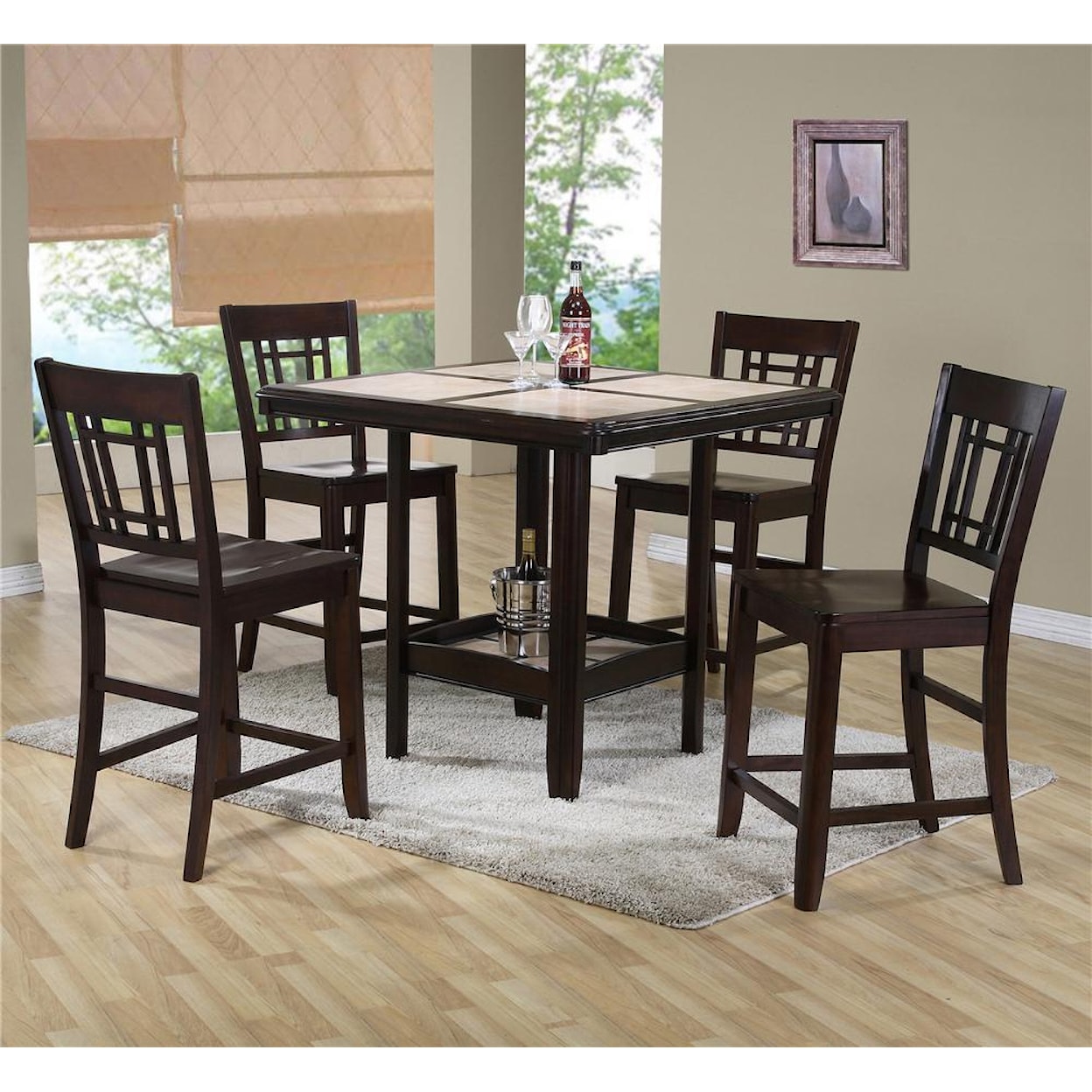 Crown Mark Cairo  5 Piece Counter Table & Chair Set