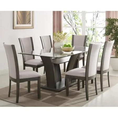 7 Piece Table and Upholstered Chair Set