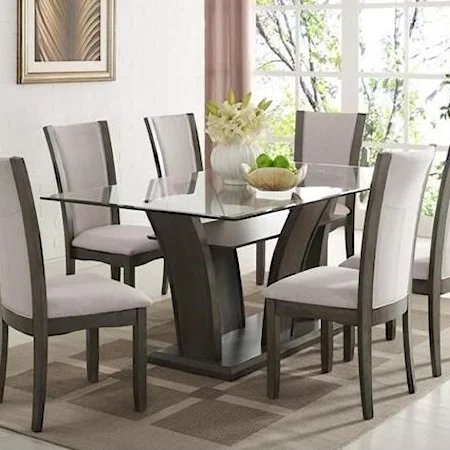 Rectangular Dining Table with Glass Top