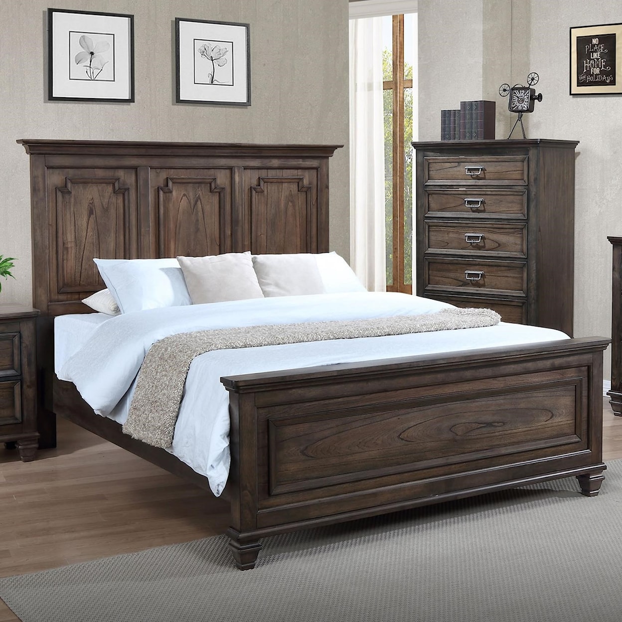 Crown Mark Campbell Queen Headboard and Footboard Bed
