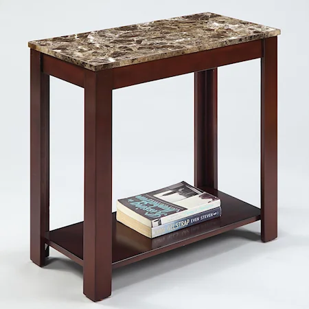 Rectangular Chairside Table with Faux Marble Top