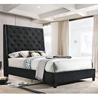 King Upholstered Bed with Button Tufted Headboard