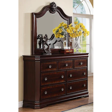 7 Drawer Dresser and Traditional Mirror Combo