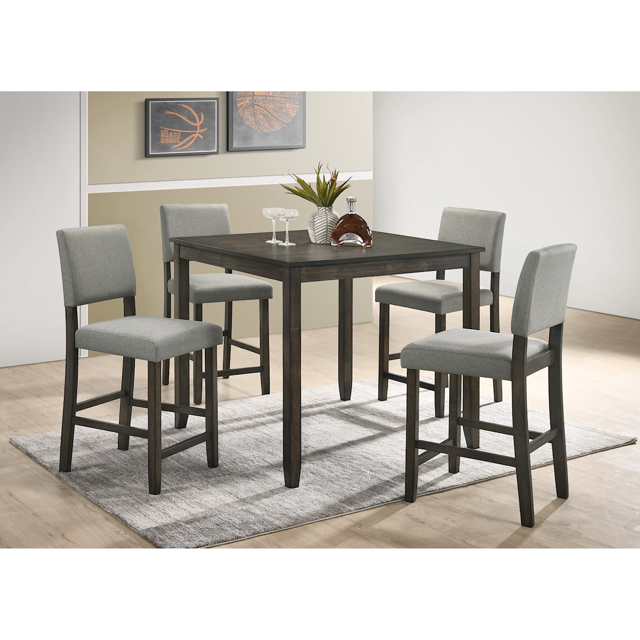 Crown Mark Derick 5 Piece Counter Height Table Set