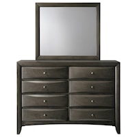 Contemporary 8 Drawer Dresser with Mirror