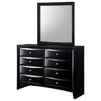 Contemporary 8 Drawer Dresser with Mirror