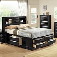 Contemporary King Captain's Bed with Bookcase Headboard