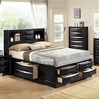 Contemporary Queen Captain's Bed with Bookcase Headboard