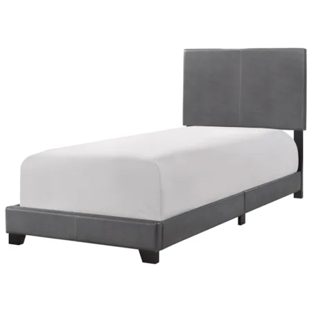 Transitional Twin Bed with Upholstered Headboard