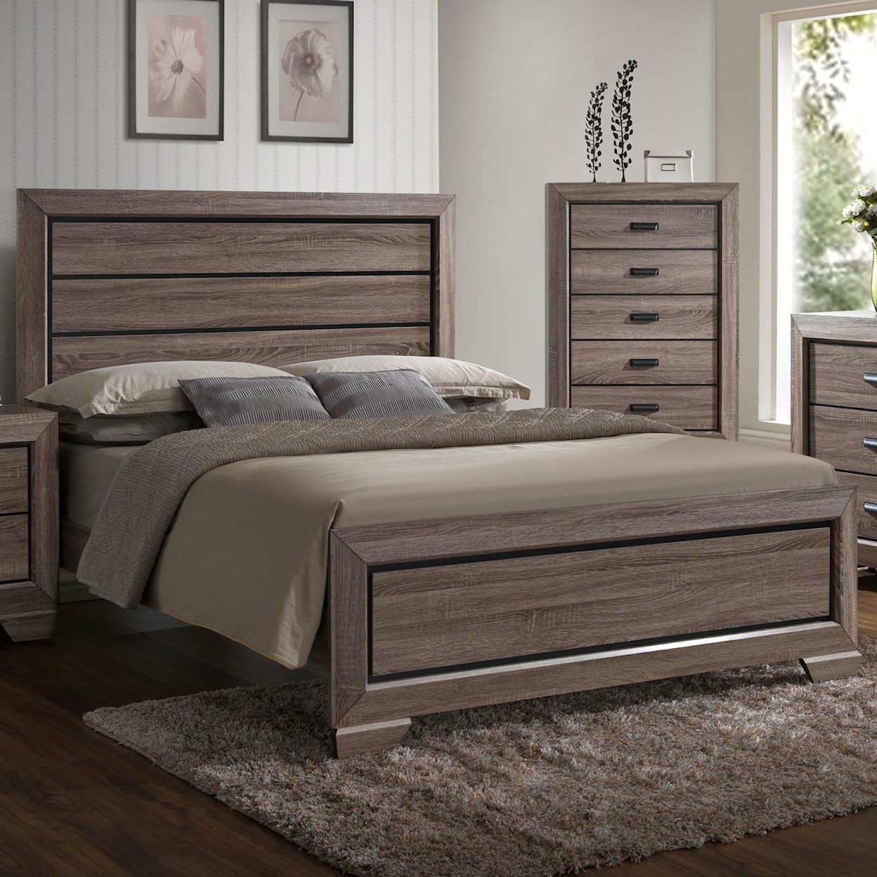 CM Farrow King Headboard and Footboard Bed