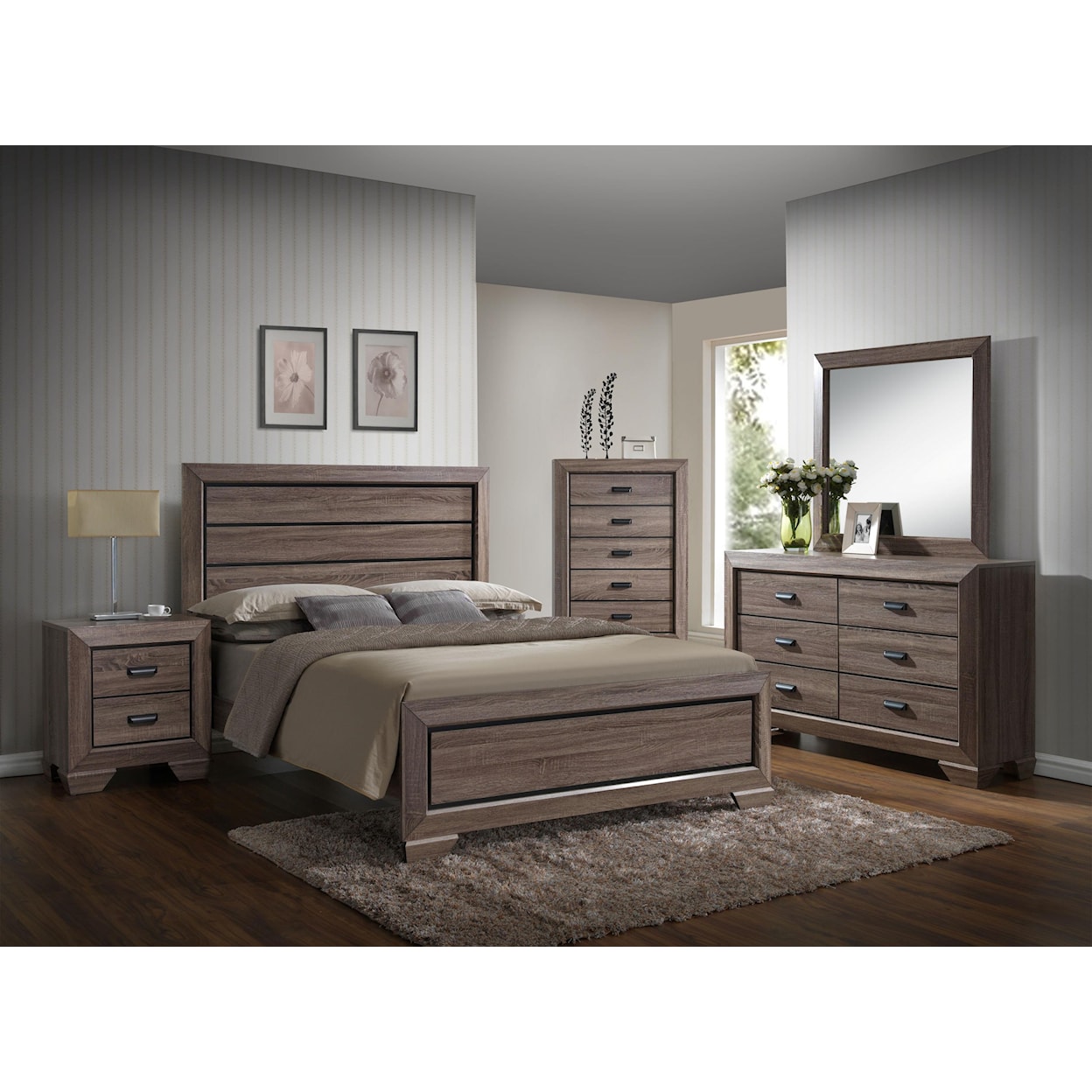 CM Farrow King Headboard and Footboard Bed