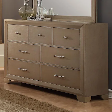 Seven Drawer Dresser with Metallic Finish