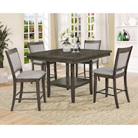 Counter Height Table with Lazy Susan and Upholstered Chair Set