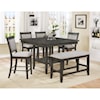 Crown Mark Fulton 6-Pc Counter Height Table, Chair & Bench Set