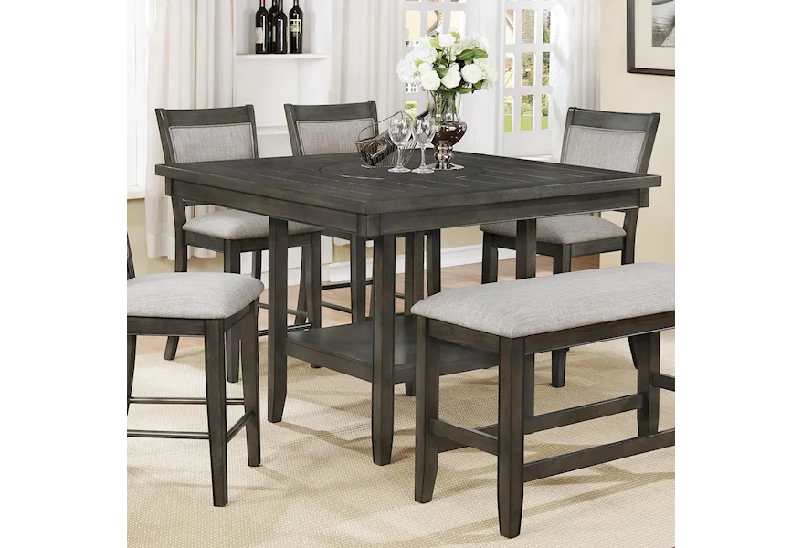 Fulton Counter Height Table with Lazy Susan by Crown Mark at Z & R Furniture