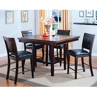 Counter Height Table with Lazy Susan and Upholstered Chair Set