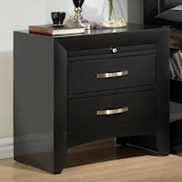 Contemporary 2-Drawer Night Stand with Pull Out Tray