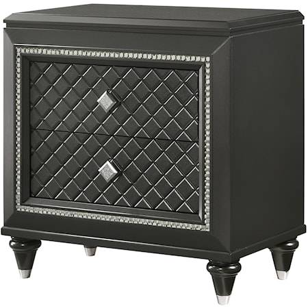 Giovani Glam 2-Drawer Night Stand with Silver Accents