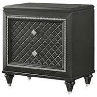 Giovani Glam 2-Drawer Night Stand with Silver Accents