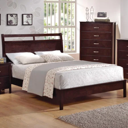 King Low-Profile Bed with Cutout Headboard