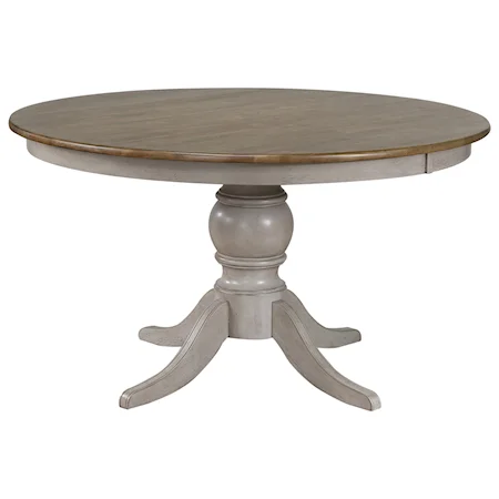 Relaxed Vintage Round Pedestal Dining Table with Antique Finish