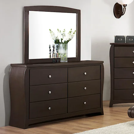 6 Drawer Dresser and Landscape Mirror Set