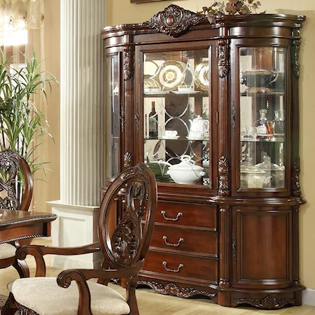 Traditional China Cabinet with Acanthus Leaf Accents