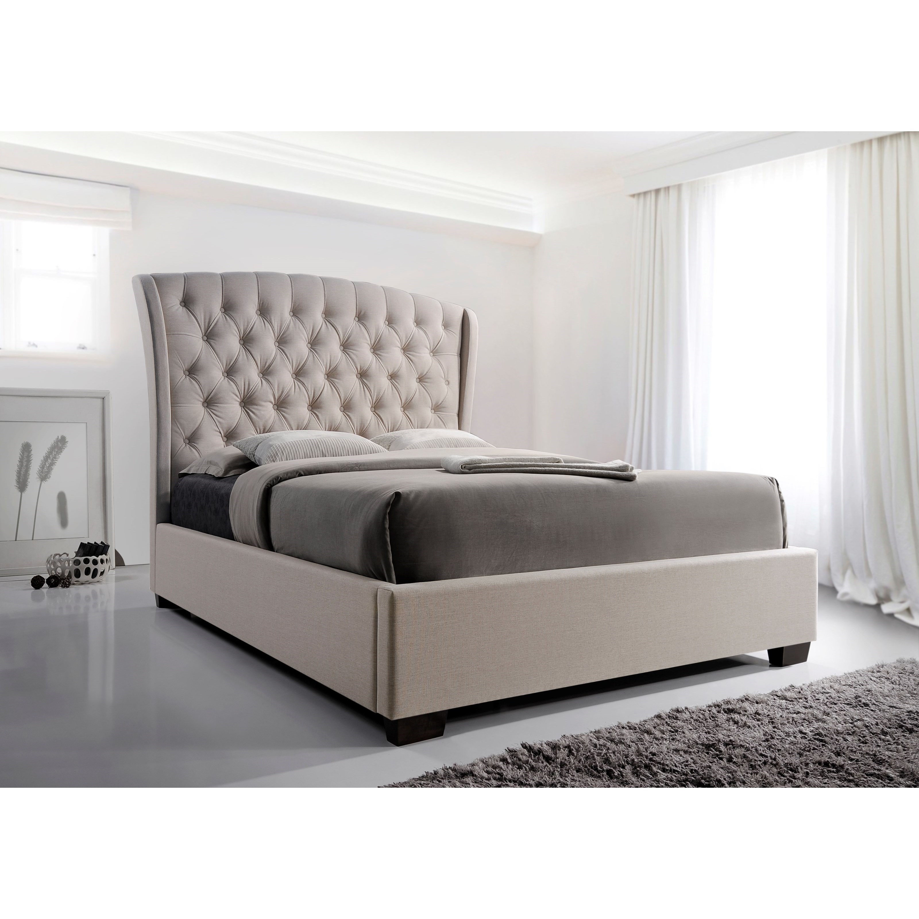 Upholstered King Bed With Footboard Ella King Upholstered Bed Ivory
