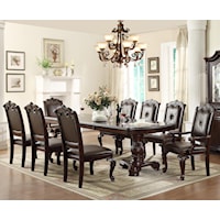 Traditonal Dining Table Set with 2 Arm Chairs and 6 Side Chairs