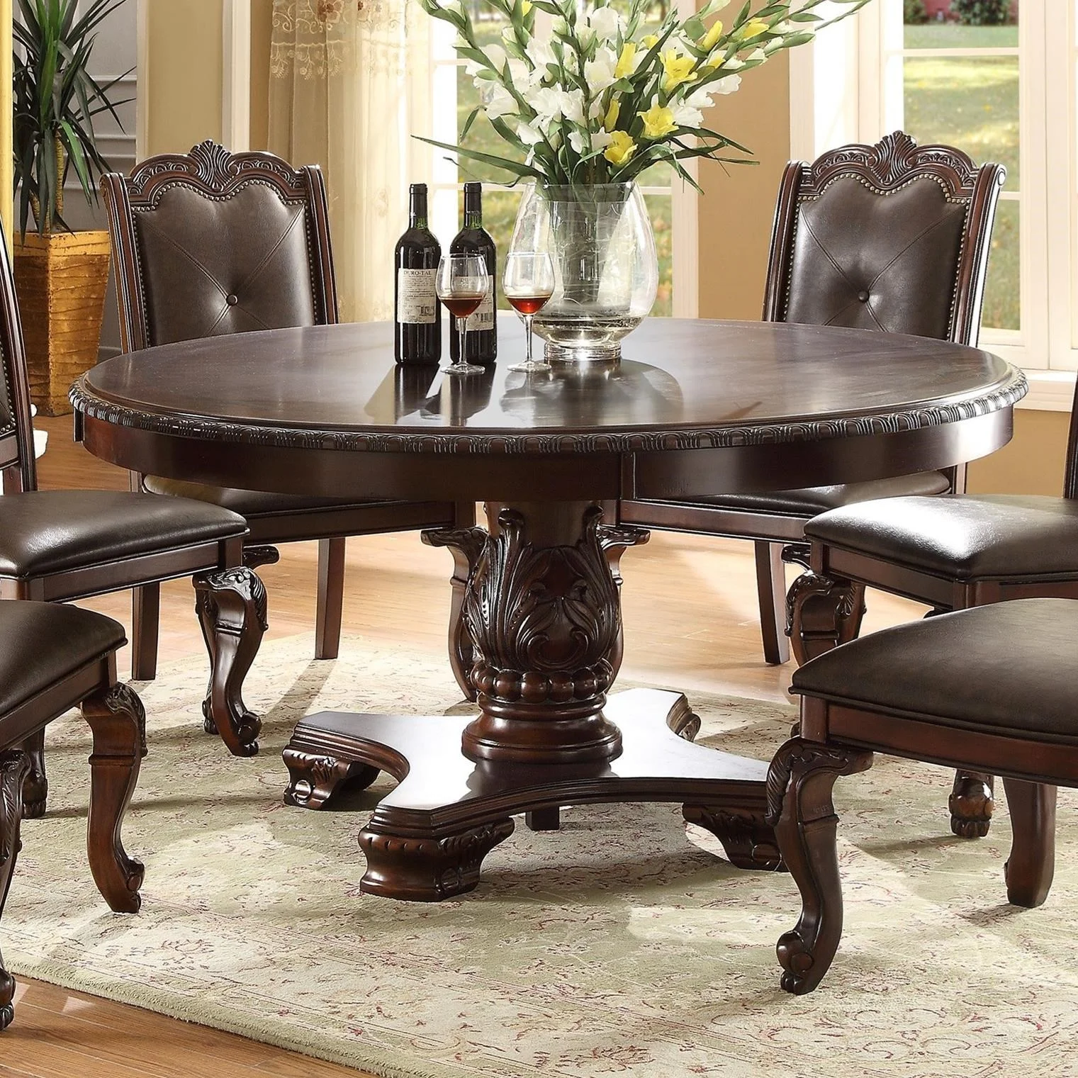 Crown Mark Kiera 2150T60TOP+LEG Traditional Round Dining Table