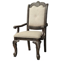 Traditional Dining Arm Chair with Upholstered Back and Seat