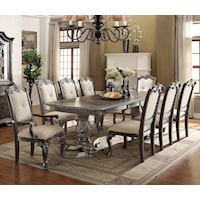 Traditonal Dining Table Set with 2 Arm Chairs and 6 Side Chairs