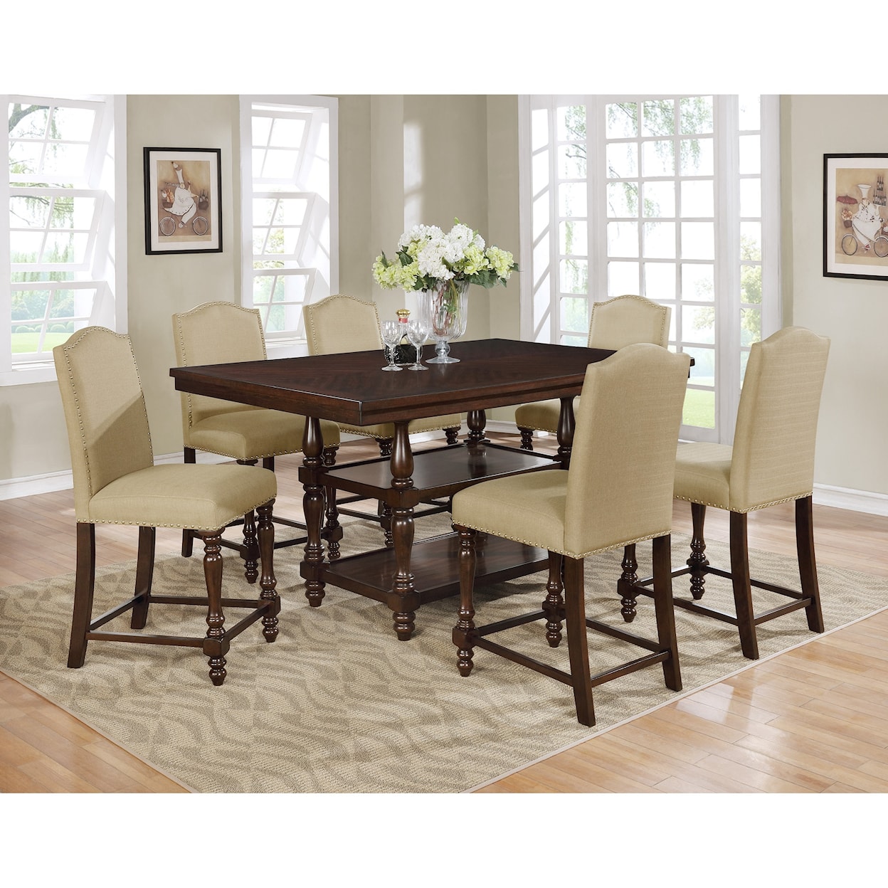 Crown Mark Langley Counter Height Table Set