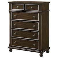 Traditional 6-Drawer Chest with Bun Feet