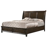 Traditional Queen Storage Bed with Bun Feet