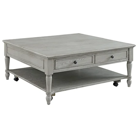 Transitional Lift Top Cocktail Table with Casters