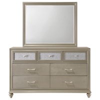 Glam Dresser and Mirror Set with Two-Toned Drawer Fronts